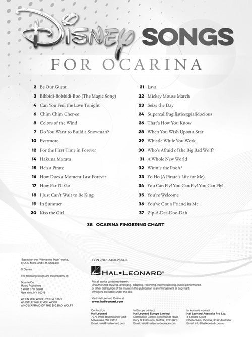 Hal Leonard, Disney Songs for Ocarina